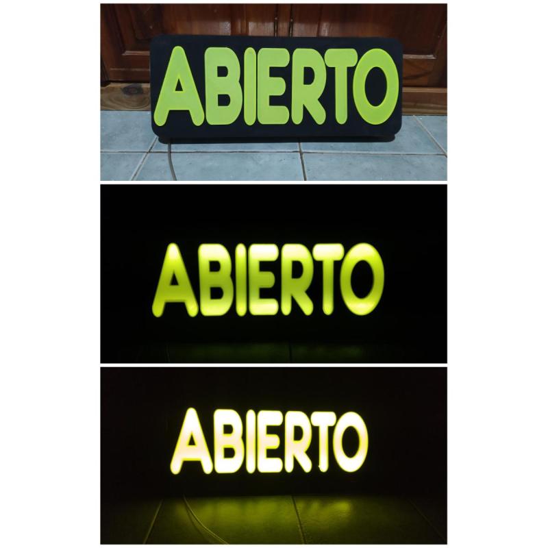 Cartel abierto led negocio
