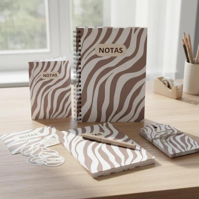 Hojas Rayadas con Diseños de animales - Anotador - Pdf imprimible