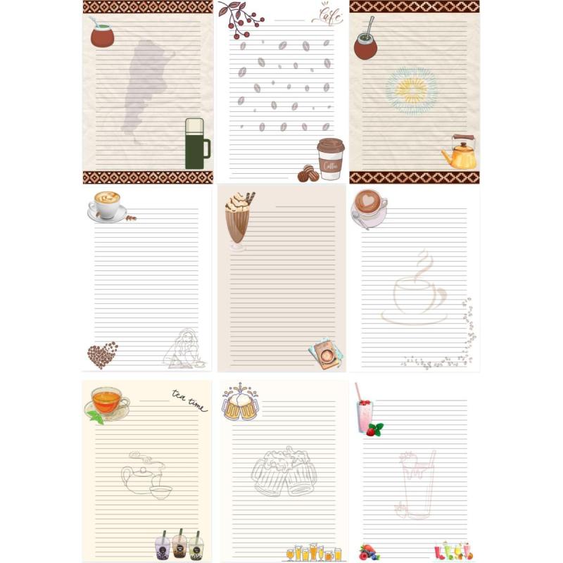 Hojas Rayadas con Diseños de Bebidas, Mate, Café - Anotador - Pdf imprimible - 7