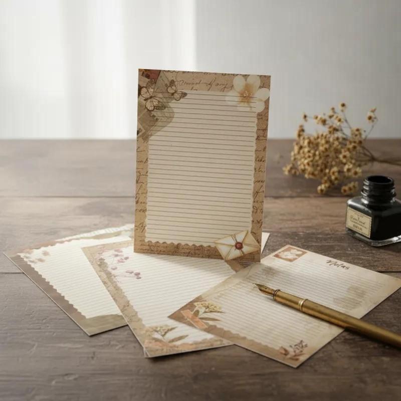 Hojas Rayadas con Diseños Vintage - Anotador - Pdf imprimible