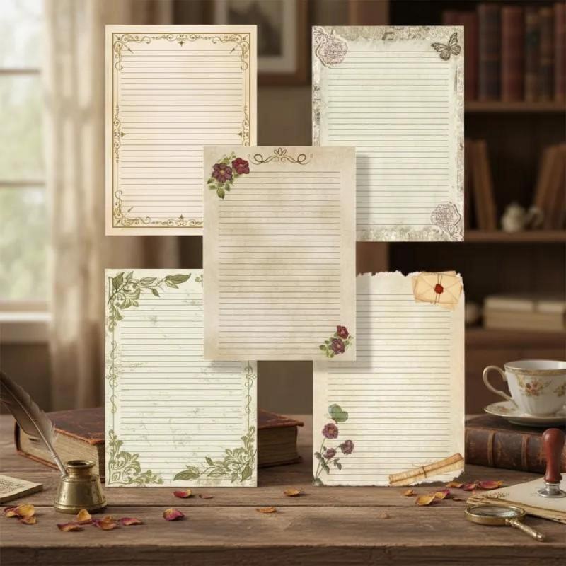 Hojas Rayadas con Diseños Vintage - Anotador - Pdf imprimible - 2