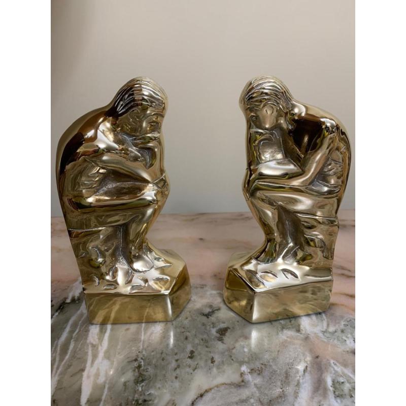 “Los Pensadores” – Dúo Esculturas en Bronce Vintage Únicas