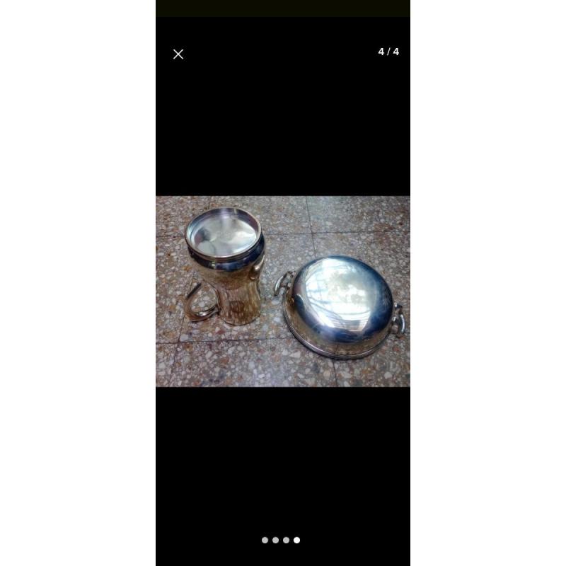 Salcera antigua c/b de plata toledo/jarrón c/b de plata los mellizos antigua