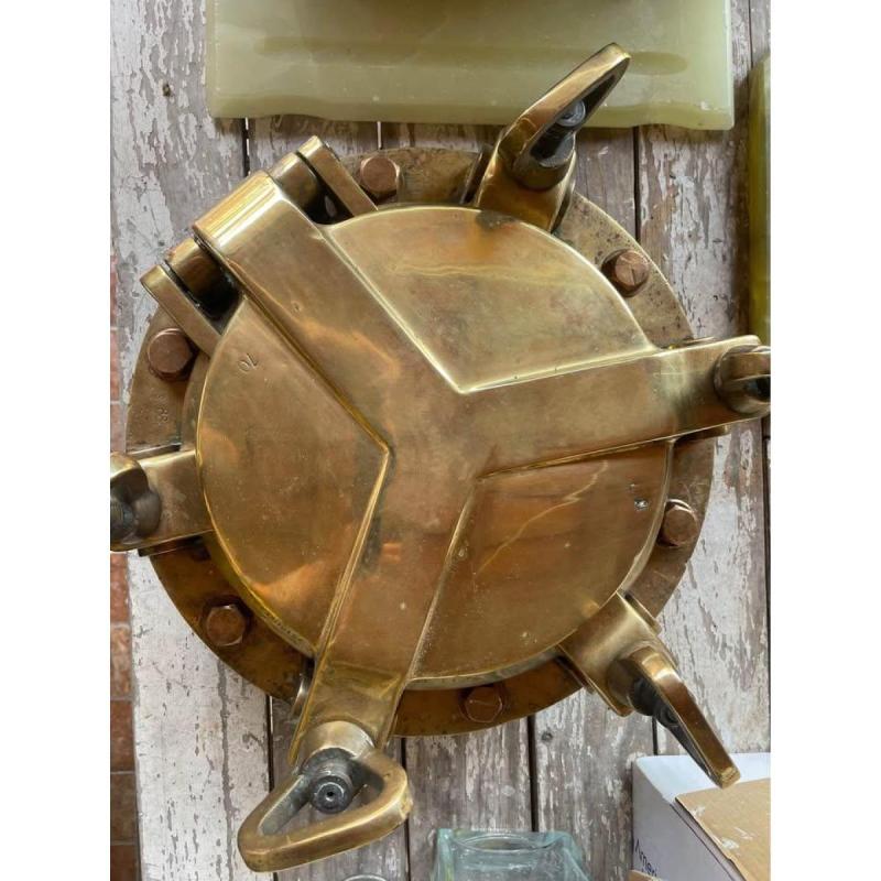 Ojo De Buey Bronce 45cm, con vidrio de seguridad y con Tapa Ciega