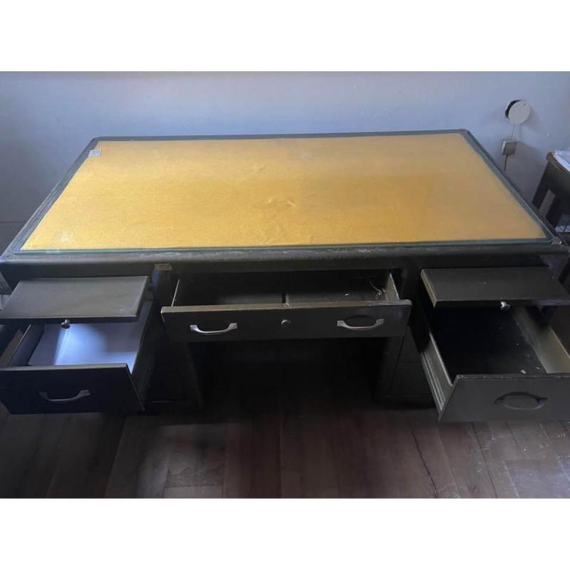 Escritorio Industrial de hierro, 7 Cajones