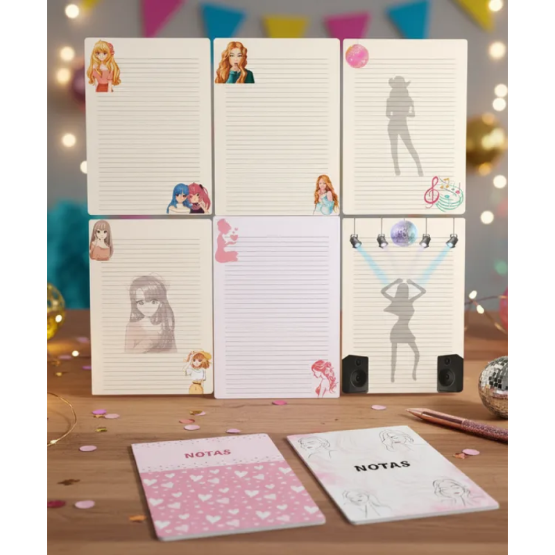 Hojas Rayadas Con Diseños Femeninos - Anotador - Pdf imprimible