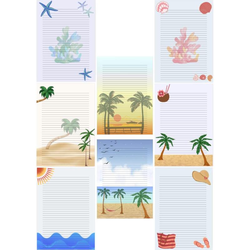 Hojas Rayadas Con Diseños de Paisajes - Anotador - Pdf imprimible - 3