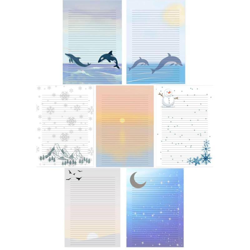 Hojas Rayadas Con Diseños de Paisajes - Anotador - Pdf imprimible - 5