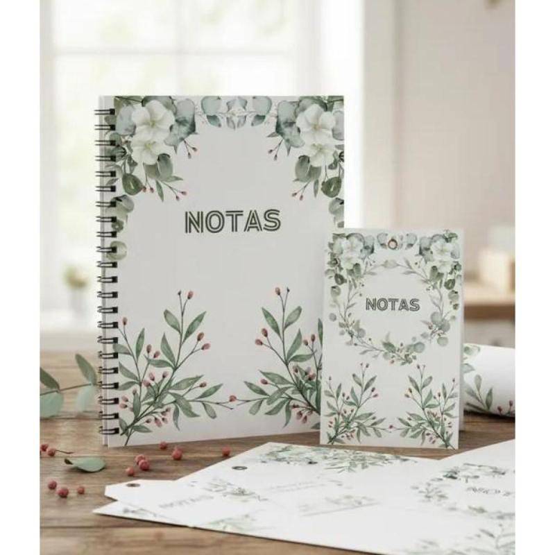 Hojas Rayadas Con Diseño Floral - Anotador - Pdf imprimible