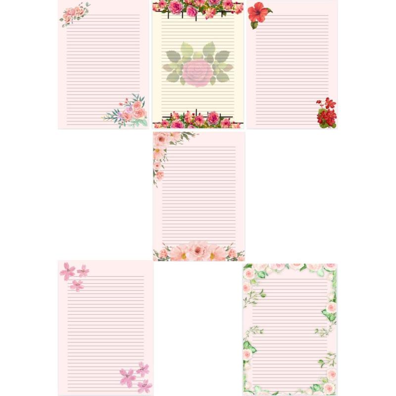 Hojas Rayadas Con Diseño Floral - Anotador - Pdf imprimible - 6