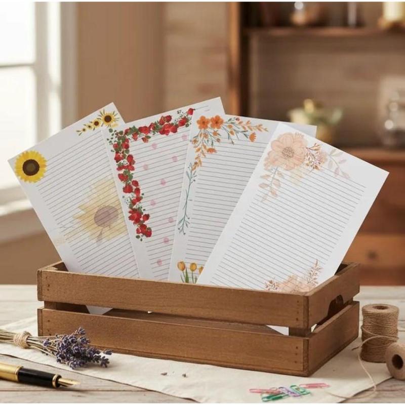Hojas Rayadas Con Diseño Floral - Anotador - Pdf imprimible - 9