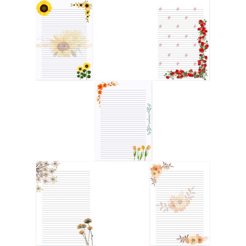 Hojas Rayadas Con Diseño Floral - Anotador - Pdf imprimible - 10