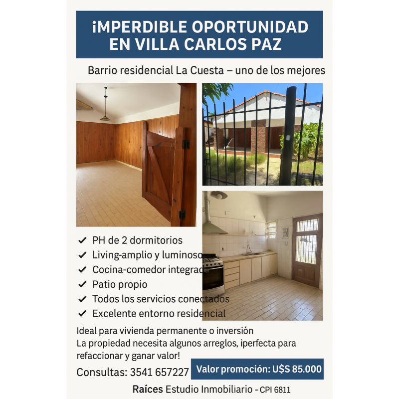 Única oportunidad casa en barrio residencial en villa carlos paz