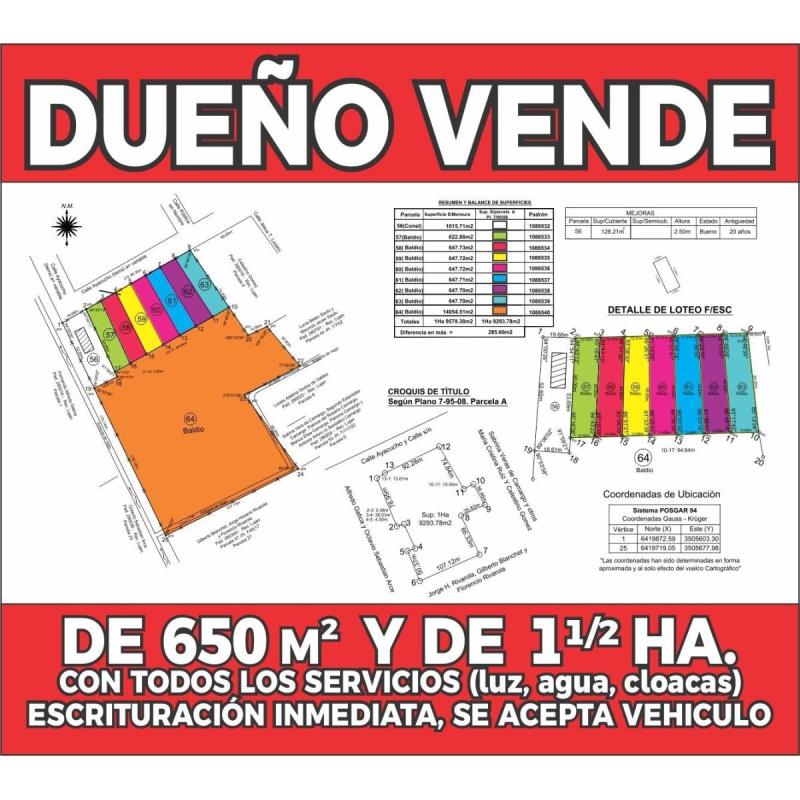 lotes de 13x50 con todos los servicios y vista a las sierras , en Lujan ,San Luis