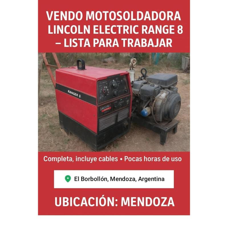 Motosoldadora marca lincoln modelo range 8
