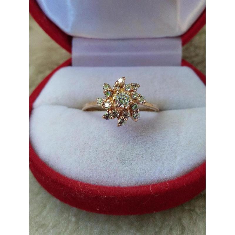 Título: Anillo roseta de oro 18k con piedras – Nuevo, hermoso diseño