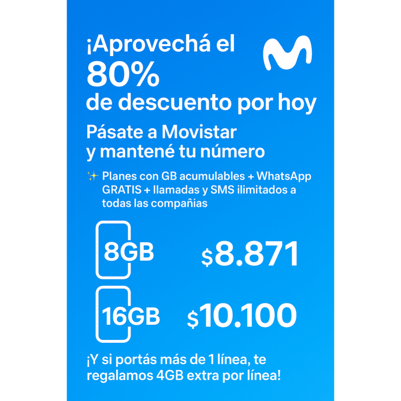 Movistar al 80% OFF — Portabilidad inmediata (Mantené tu número)”