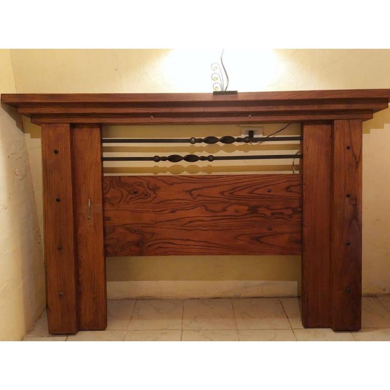 Respaldo-Cabecero Para Somier o Cama Matrimonial De Madera Maciza Con Hierro Artesanal - 2