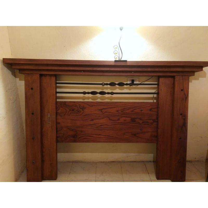 Respaldo-Cabecero Para Somier o Cama Matrimonial De Madera Maciza Con Hierro Artesanal - 3