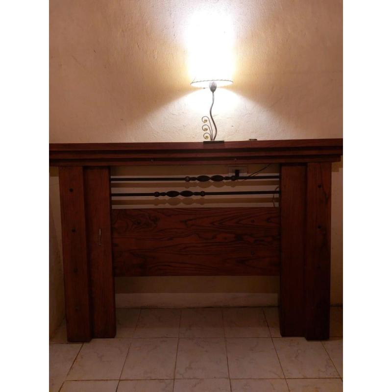 Respaldo-Cabecero Para Somier o Cama Matrimonial De Madera Maciza Con Hierro Artesanal - 4