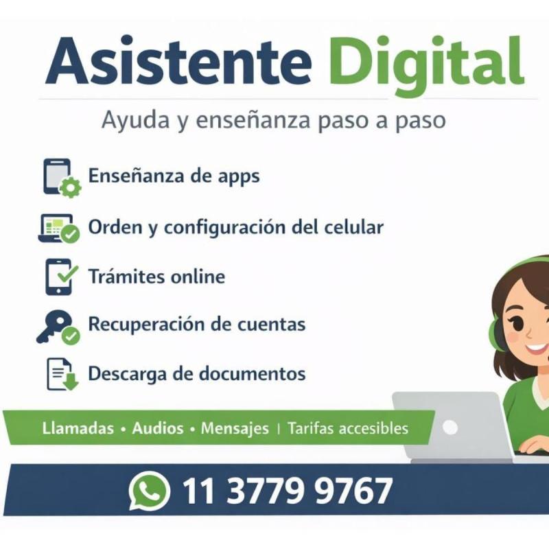 Asistencia digital, soporte tecnológico y ayuda con gestiones online.