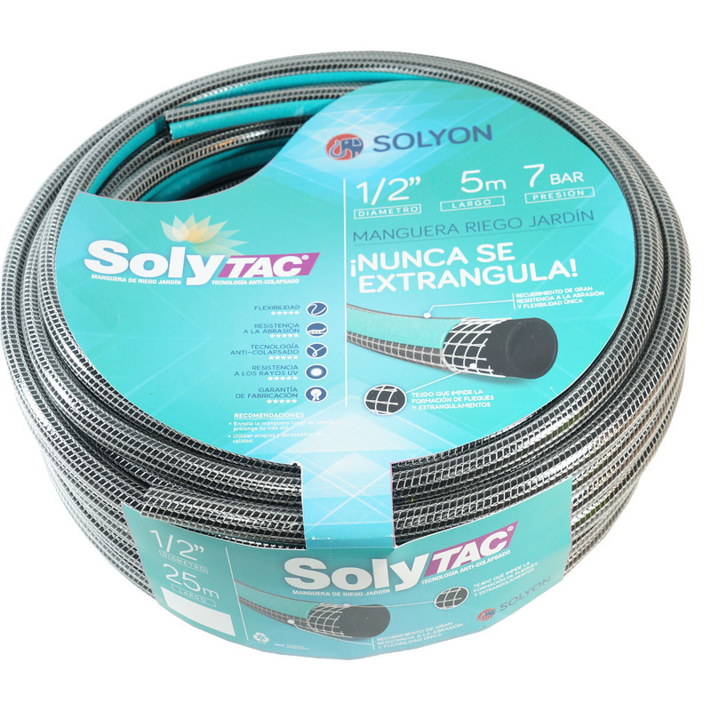 Manguera Anticolapsable Solytac 1/2" x 15 metros mallada reforzada