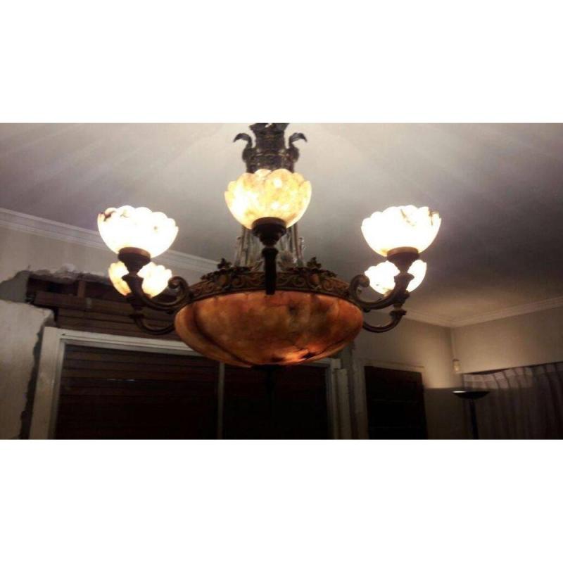💡✨ lÁmpara de techo de alabastro y bronce – estilo clÁsico / antigua ✨💡