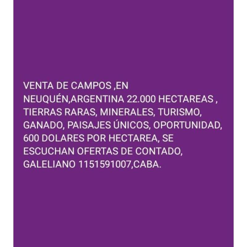 Venta de campo neuquen galeliano