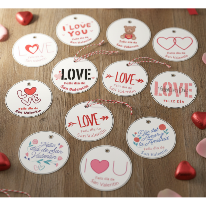 San Valentín - Tags, etiquetas y tarjetas para los regalos - PDF imprimible
