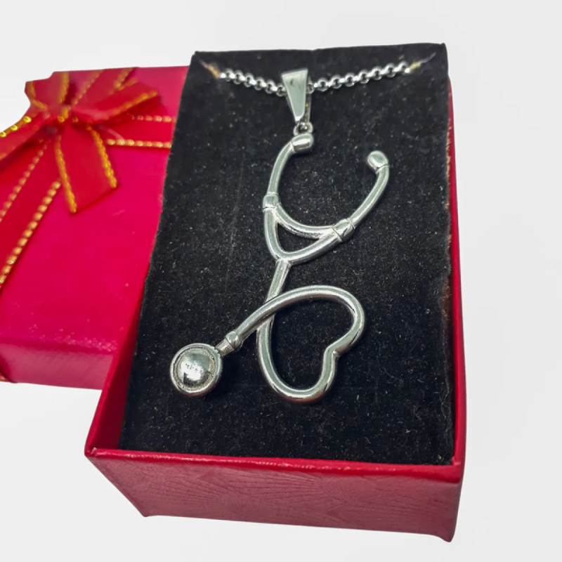 Collar Dije Estetoscopio Medicina Medico Hospital Completo