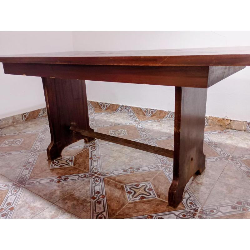 Vendo Mesa de Madera Maciza con base patas tipo caballete/tablón - 2