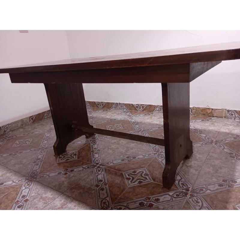 Vendo Mesa de Madera Maciza con base patas tipo caballete/tablón - 3