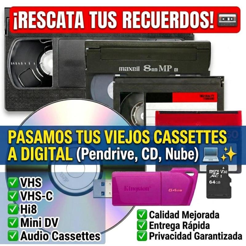 Digitalización de Vhs, Vhs-c, Hi8, Mini Dv, Cd Y Dvd A Pendrive