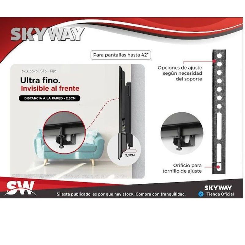 Soporte Tv Led Lcd Smart - Fijo Premium 23 a 42 Pulgadas - ST3 - 2/4