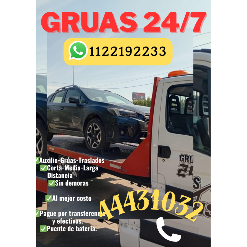 GrÚas, remolques, traslados a todas las zonas 24hs