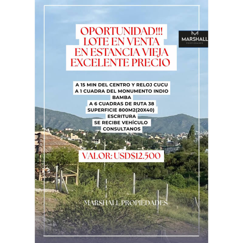 Oportunidad lote en venta en Estancia Vieja -Excelente Precio