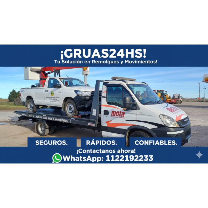 SERVICIO DE REMOLQUES 24HS Seguros • Rápidos • Confiables
