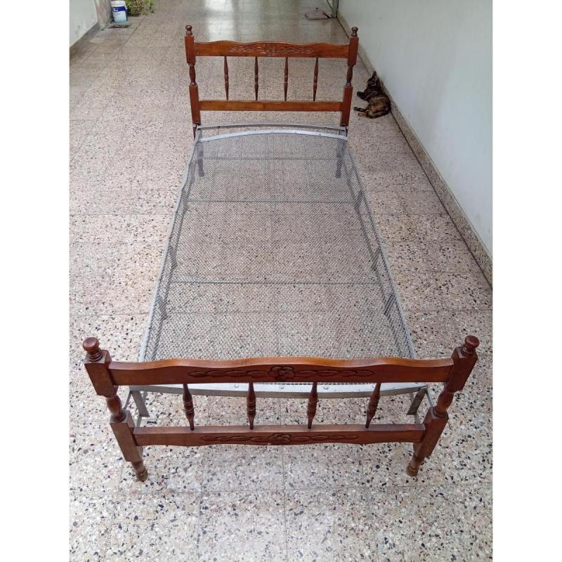 Cama 1 Plaza Madera Maciza + Colchón - ¡Oferta!