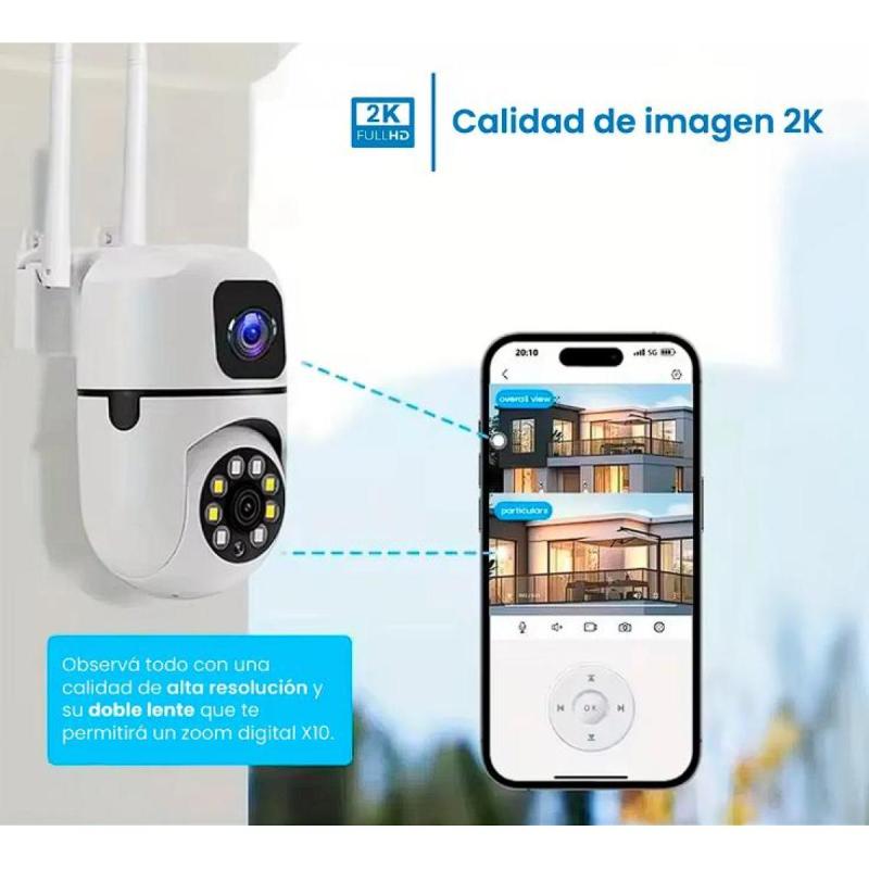 Set x2 cámara domo exterior seguridad autotracking full hd Smart Tech Y-0320 color blanco