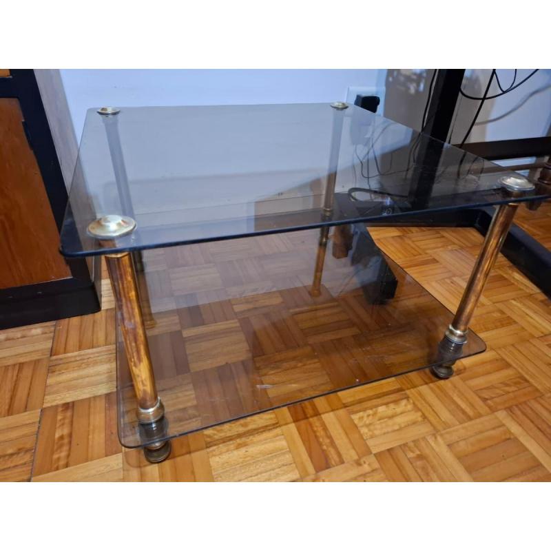 Mesa ratona vidrio y bronce