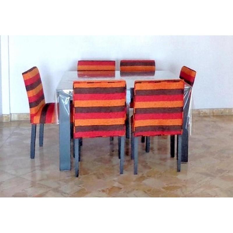 Juego de comedor - Mesa y 6 sillas de chenille