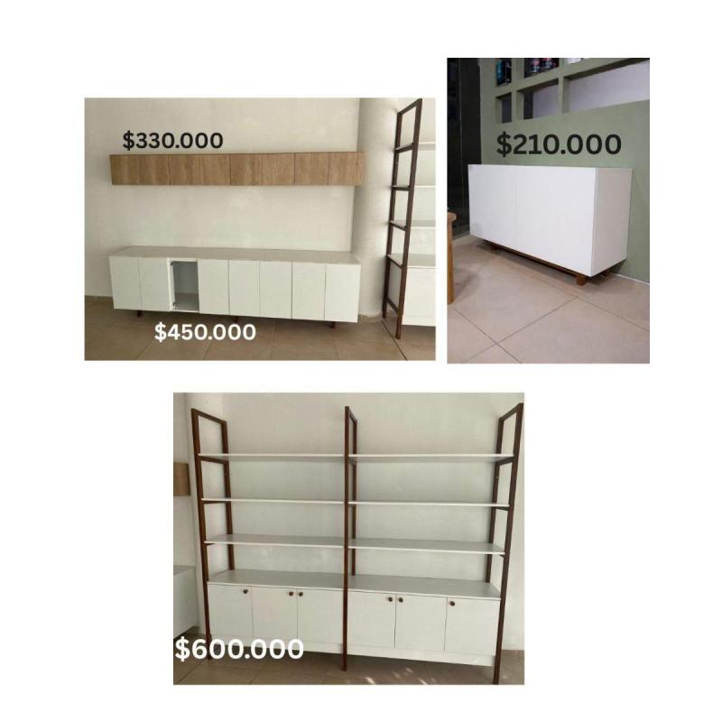 Alacena y mueble de puertas rebatibles, estantería con espacio de guardado y puertas