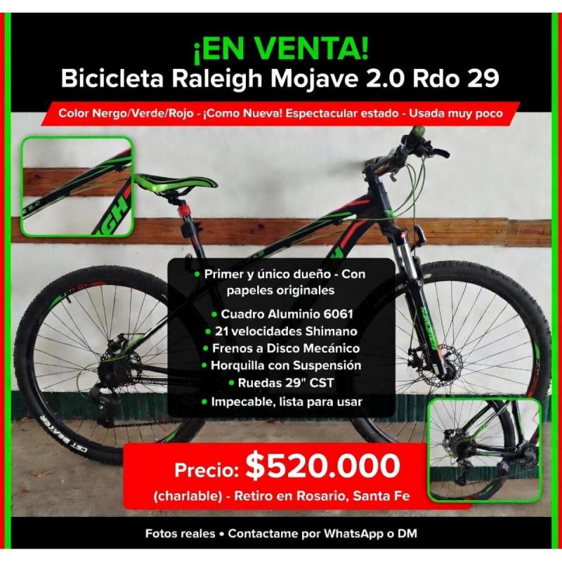 ¡Vendo Raleigh Mojave 2.0 Rodado 29" - Espectacular estado!