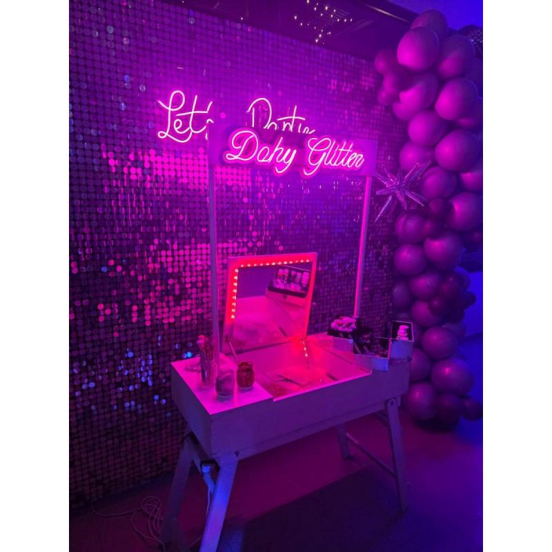 stand de glitter premium led para fiestas