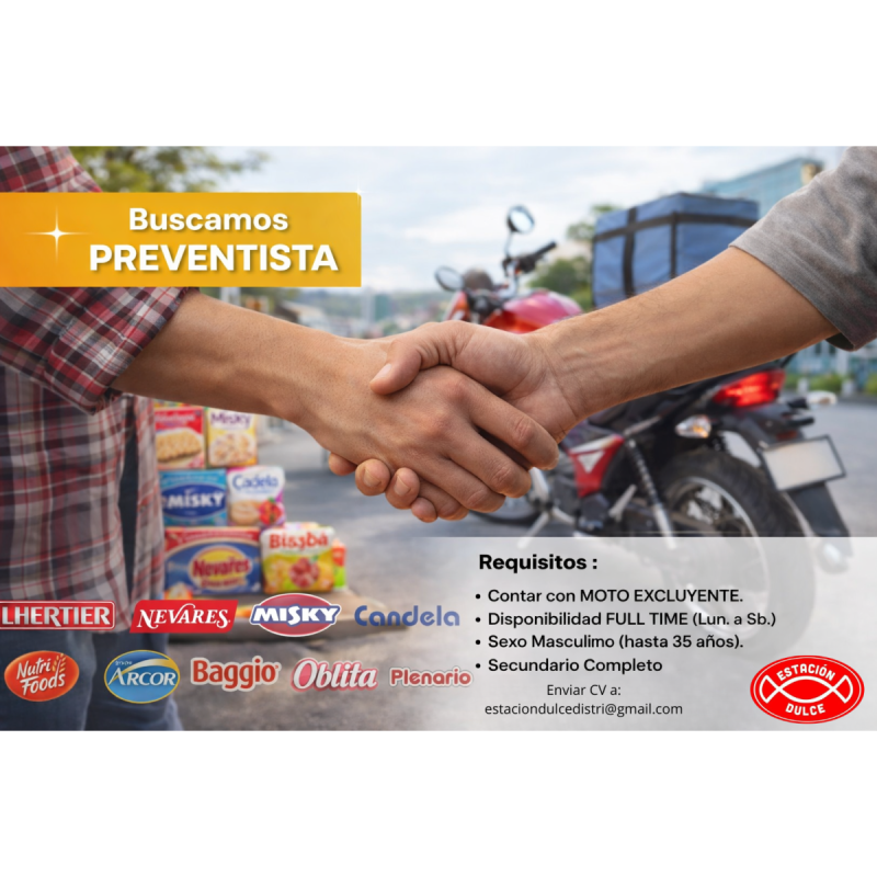 Distribuidora busca preventista