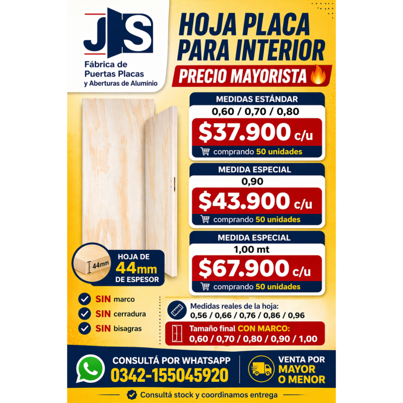 🚪 hoja placa para interior – directo de fÁbrica 🔥