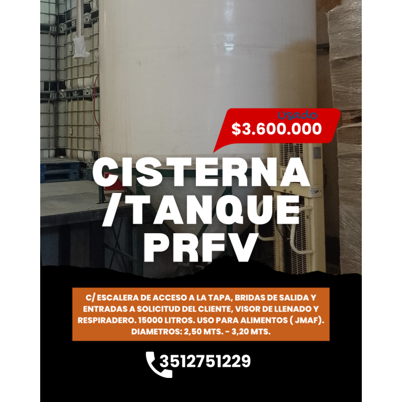 Tanque Cisterna PRFV 15 mil lts. Usado Excelente estado