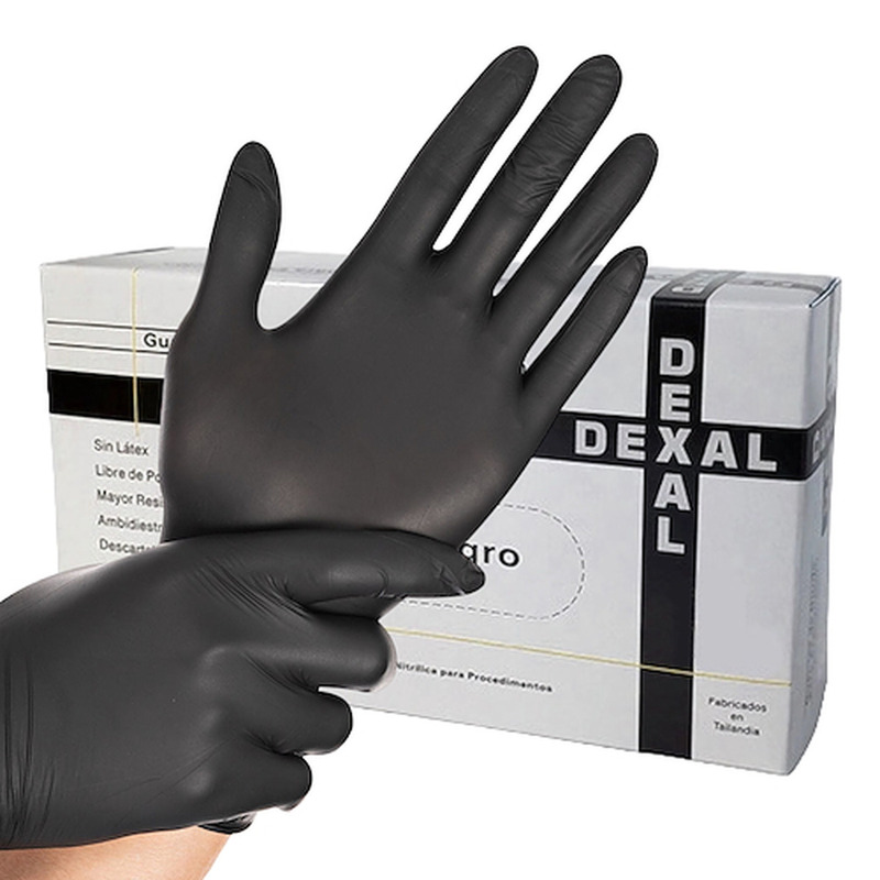 Guantes Nitrilo Dexal Negro talle L M Y S