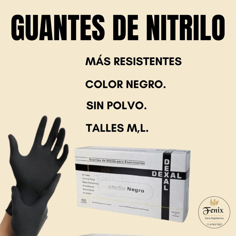 Guantes Nitrilo Dexal Negro talle L M Y S - 2