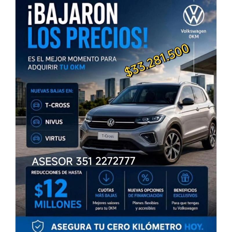 Volkswagen t cross confort. at retira con $7300.000 y cuotas. minimas